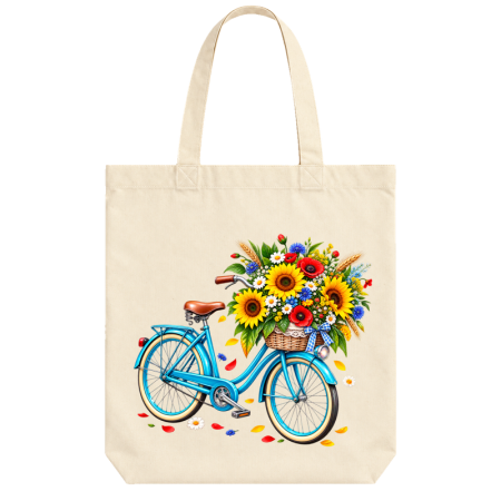 Sacosa imprimata cu bicicleta